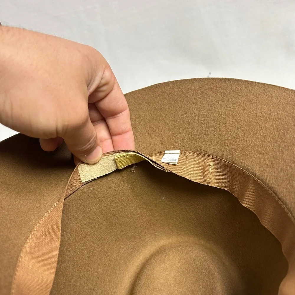 Boho Western Unbranded‎ Women OS Camel Brown 100% Wool Wide Brim Fedora Hat